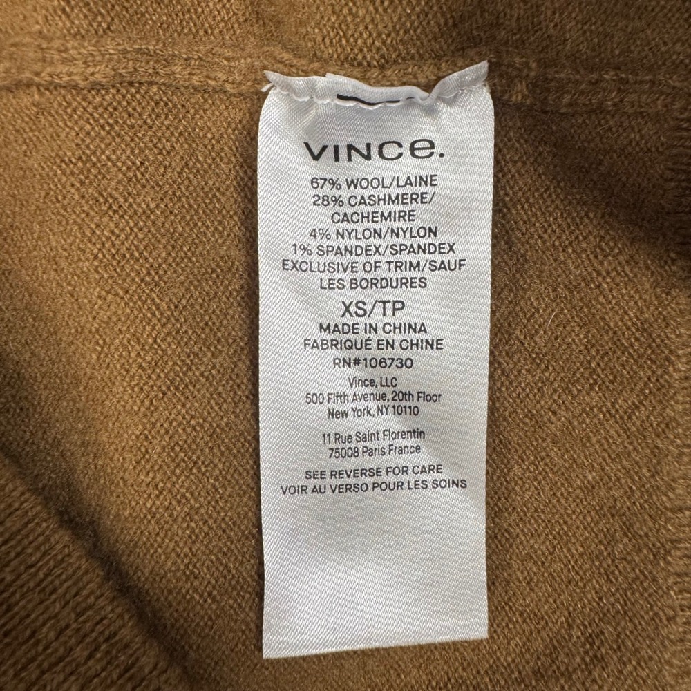 Vince Wool Cashmere Sweater Vest Womens XS Brown Button Front Minimalist - Picture 4 of 7